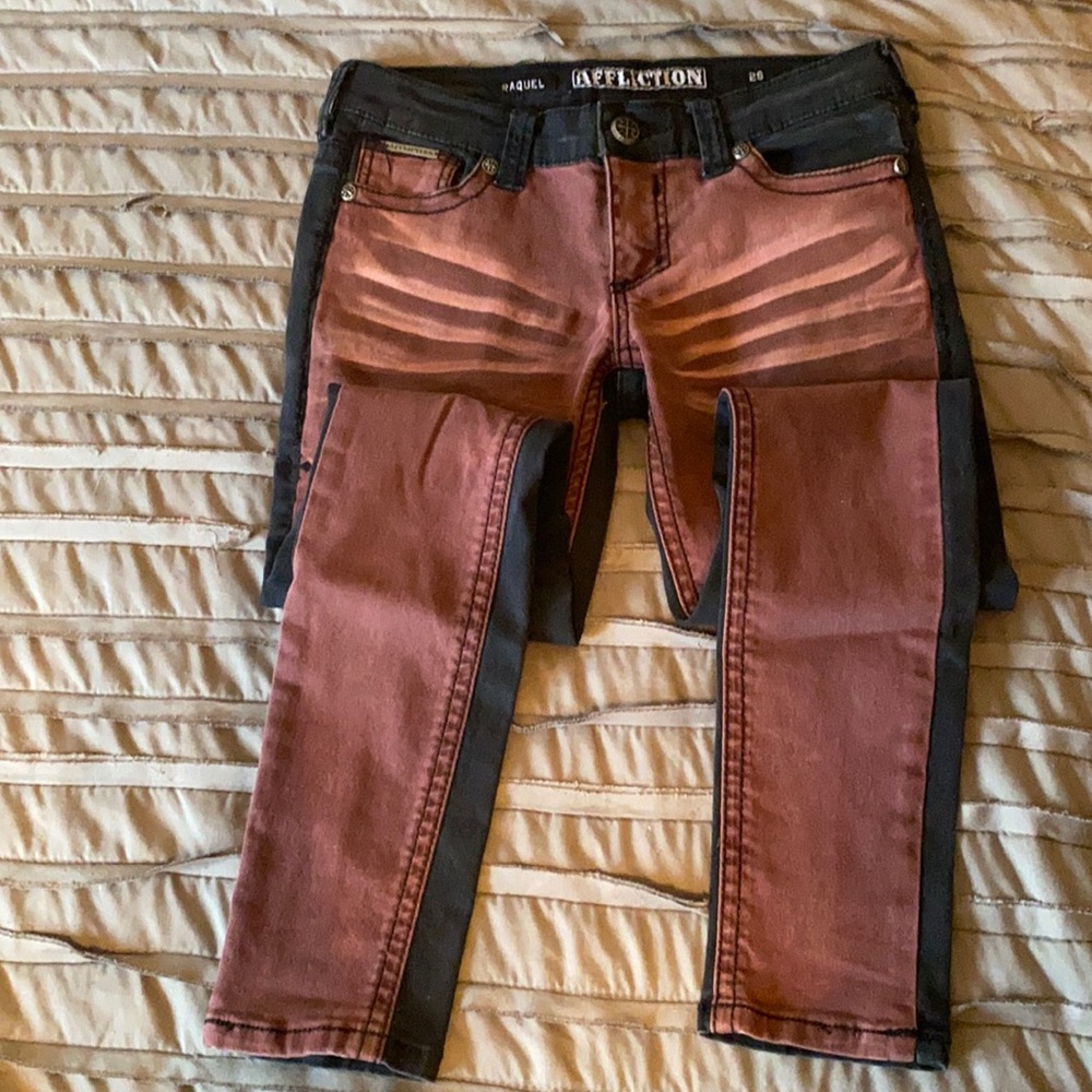 Affliction skinny jeans. Two tone.
